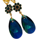 Nowe Kryształy Piękne Kolczyki Emerald Feel Gold