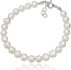 GENUINE WHITE PEARLS NATURAL BEAUTIFUL BRACELET STERLING SILVER 925 (1)