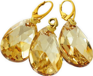 Nowe Kryształy Ekskluzywny Komplet Golden Złote Srebro