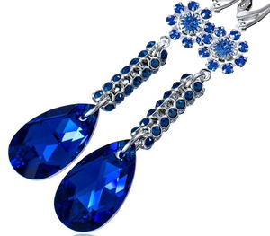 Kryształy Kolczyki Blue Crystallized Srebro