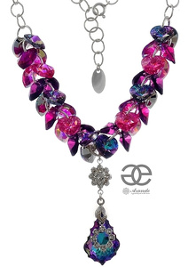 CRYSTALS NECKLACE *VITRAIL ORCHIDEA* STERLING SILVER 925