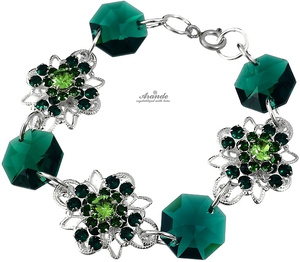 Kryształy Unikat Bransoletka Emerald Venue Srebro