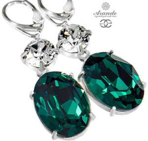 Kryształy Kolczyki Emerald Crystal Srebro Certyfikat