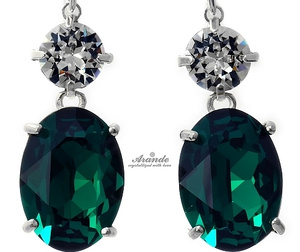 Kryształy Kolczyki Emerald Crystal Srebro