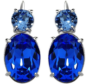 Kryształy Kolczyki Niebieskie Sapphire Srebro