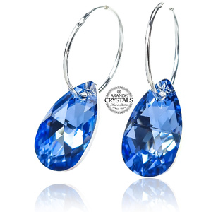 Piękne Kolczyki Kryształy Crystal Light Sapphire Comet Srebro Certyfikat