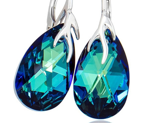 Kryształy Przepiękne Kolczyki Bermuda Blue Srebro