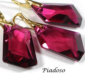 Nowe Kryształy Komplet Ruby Złote Srebro