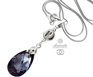 CRYSTALS BEAUTIFUL NECKLACE SILVER NIGHT STERLING SILVER