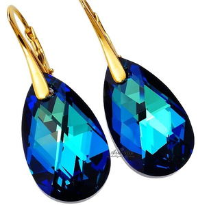 Kryształy Kolczyki Bermuda Blue Złote Srebro