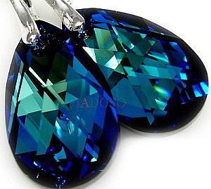 Przepiękne Kolczyki Kryształy Crystal Bermuda Blue Srebro