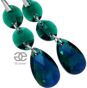 Kryształy Unikat Kolczyki Emerald Gloss Srebro