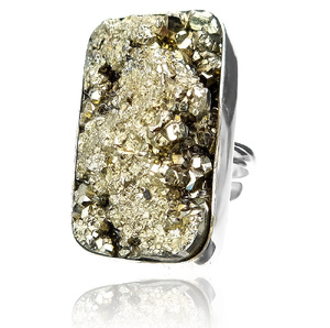 PYRITE BEAUTIFUL RING STERLING SILVER SIZE 10-20 (1)