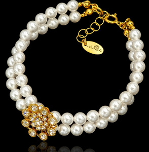 CRYSTALS BEAUTIFUL NECKLACE CRYSTAL FLOW PEARLS GOLD PLATED STERLING SILVER (1)