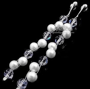 Kolczyki Kryształy Ślubne Crystal Pearl Srebro