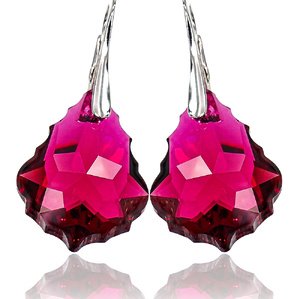 Kryształy Kolczyki Baroque Ruby Srebro