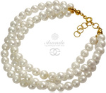 BEAUTIFUL BRACELET NATURAL WHITE PEARLS GOLD PLATED