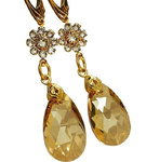 CRYSTALS CRYSTALS EARRINGS *GOLDEN FEEL* 24K GOLD PLATED SILVER