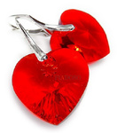 CRYSTALS BEAUTIFUL EARRINGS LIGHT SIAM HEART STERLING SILVER 925