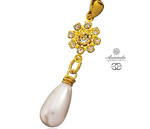 CRYSTALS PEARL PENDANT GOLD PLATED STERLING SILVER WEDDING