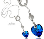 NECKLACE CRYSTALS CRYSTALS *CRYSTALEAR BLUE* STERLING SILVER 925 CERTIFICATE