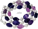 GENUINE NATURAL FLUORITE AND PEARLS NECKLACE STERLING SILVER 925