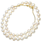 BEAUTIFUL NECKLACE NATURAL WHITE PEARLS GOLD PLATED STERLING SILVER (1)