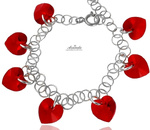 CRYSTALS HEART BRACELET RED SIAM STERLING SILVER CERTIFICATE