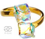 CRYSTALS CRYSTALS *AURORA RING* STERLING SILVER 24K GOLD PLATED