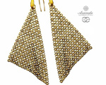 Kryształy Kolczyki Piękne Długie Golden Mesh Crystallized Złote Srebro