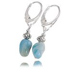 Naturalny Larimar Piękne Kolczyki Srebro