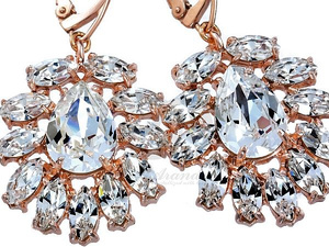 Kryształy Przepiękne Kolczyki Crystal Azure Rose Gold