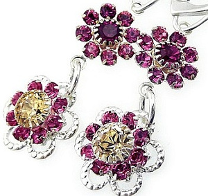 ROSE FLOW UNIQUE EARRINGS CRYSTALS CRYSTALS