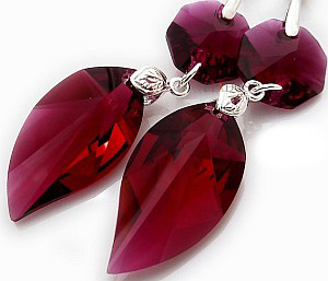 Nowe! Kryształy Piękne Kolczyki Ruby Jolie