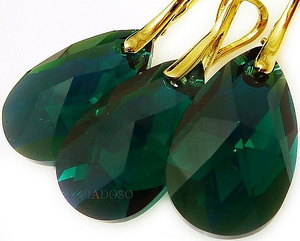 Kryształy Najnowsze! Komplet Emerald Złote Srebro