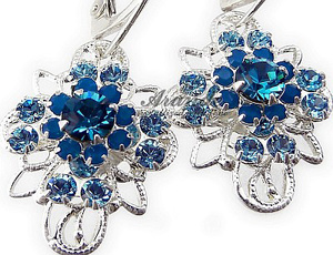 CRYSTALS UNIQUE EARRINGS *TURQUOISE VENUE* STERLING SILVER