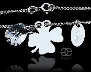 CRYSTALS UNIQUE BRACELET "LUCKY CLOVER" STERLING SILVER 925