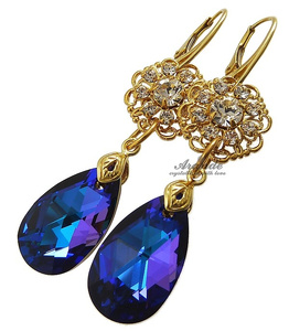 CRYSTALS CRYSTALS EARRINGS HELIO GOLD FEEL STERLING SILVER 24K GOLD PLATED