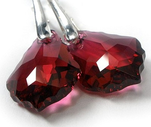 Kryształy piękne kolczyki SREBRO Ruby PROMOCJA