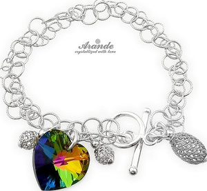 CRYSTALS CRYSTALS BRACELET VITRAIL HEART STERLING SILVER CERTIFICATE