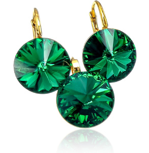 Piękny Komplet Crystal Paris Majestic Green Gold Kryształy Złote Srebro (1)