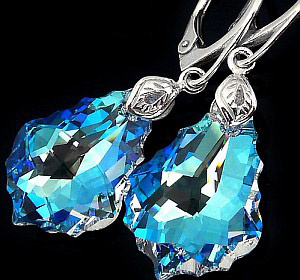 Jedyne! Kryształy Przepiękne Kolczyki Blue Aurora