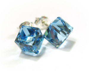 Kryształy Kolczyki Srebro CERTYFIKAT niebieskie