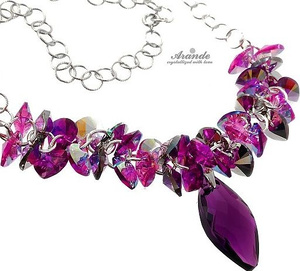 CRYSTALS FABULOUS NECKLACE *AMETHYST NAWI * STERLING SILVER 925