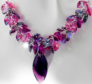 NEW FABULOUS CRYSTALS CRYSTALS NECKLACE *AMETHYST NAWI * STERLING SILVER 925