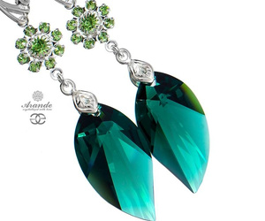 Kryształy Ozdobne Zielone Kolczyki Emerald Peridot Srebro