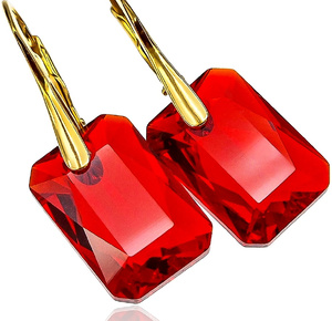 Piękne Kolczyki Kryształy Crystal Classic Light Siam Gold Złote Srebro Certyfikat
