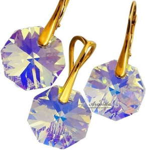 CRYSTALS CRYSTALS EARRINGS+PENDANT *AURORA* 24K GOLD PLATED SILVER