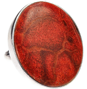 BEAUTIFUL RING NATURAL RED CORAL R10-20 STERLING SILVER (1) (1)