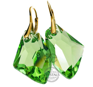 CRYSTALS BEAUTIFUL EARRINGS GALACTIC PERIDOT GOLD PLATED STERLING SILVER